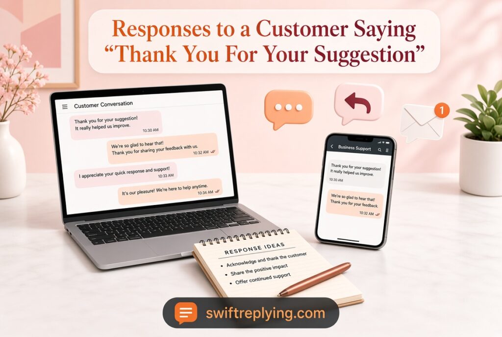 Responses to a Customer Saying “Thank You For Your Suggestion”